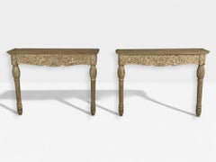 Consoles murales Gustavian, peinture grise, pin, décorées à la peinture, Suède, années 1950