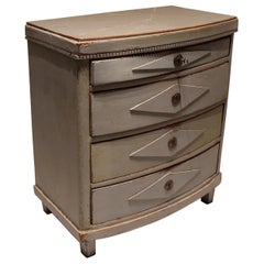 Gustavian Grey Painted Chest of Drawers with Curved Front, 1830s