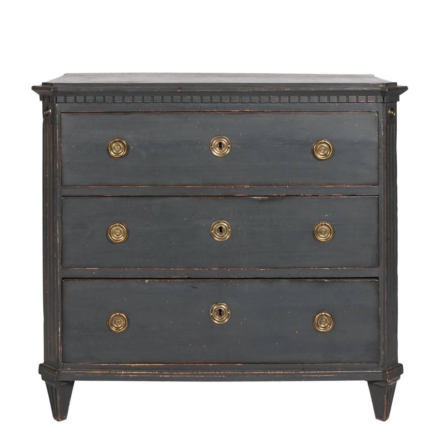 20th Century Gustavian Grey Painted Commode