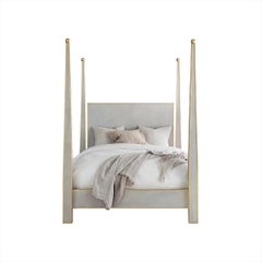 Gustavian Grey Painted Four Poster Bed, US King