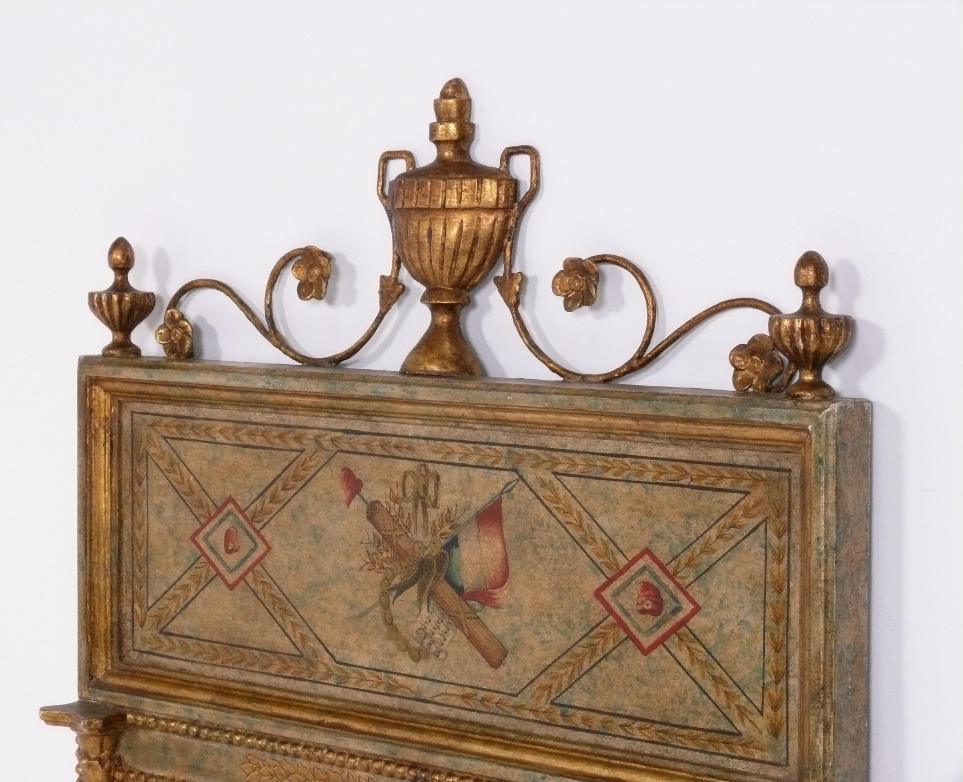 Hand-Painted Gustavian Hand Painted and Gilt Mirror For Sale