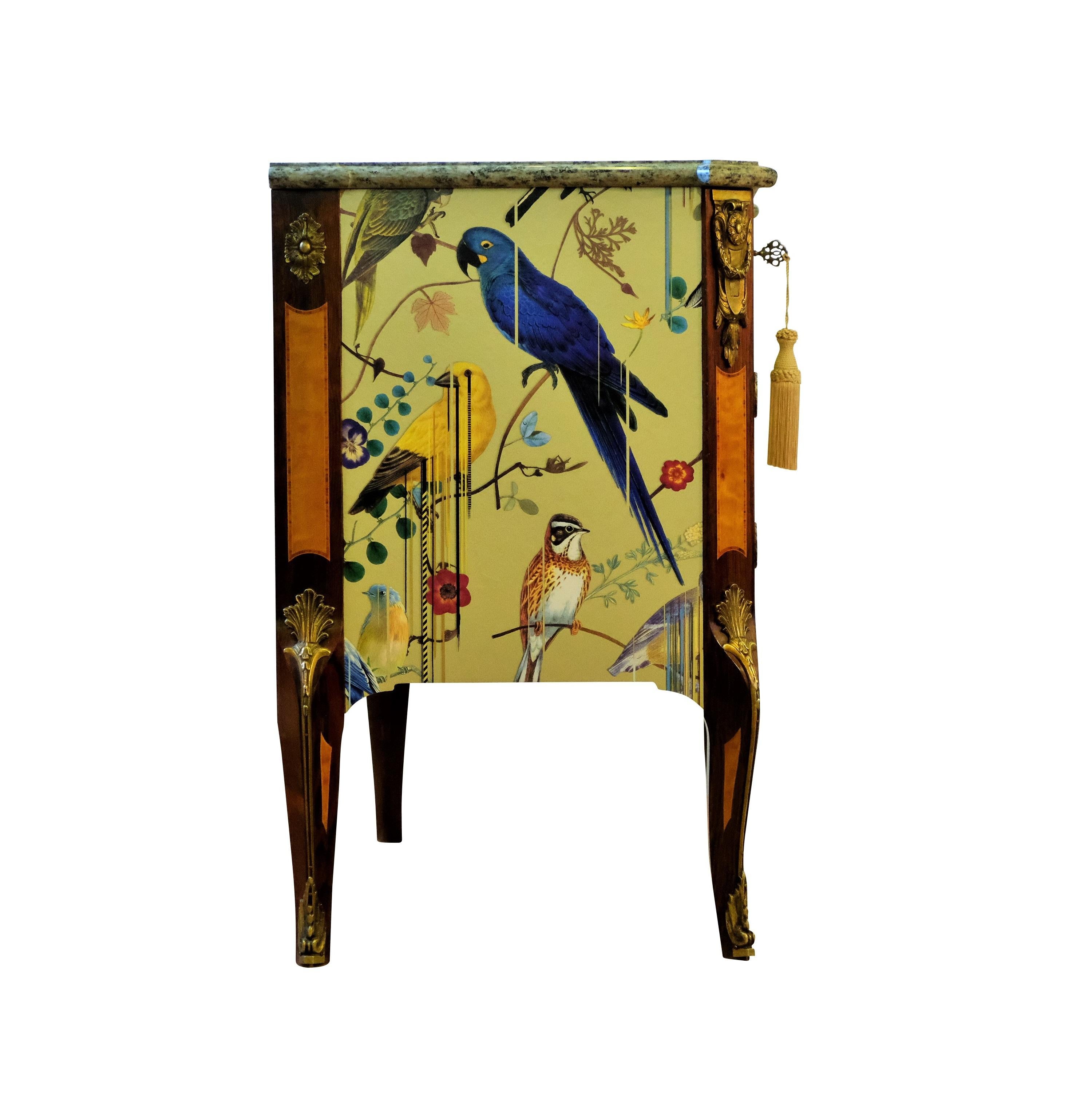 Gustavian Haupt Chest with Three Drawers in a Gold Christian Lacroix Design 6