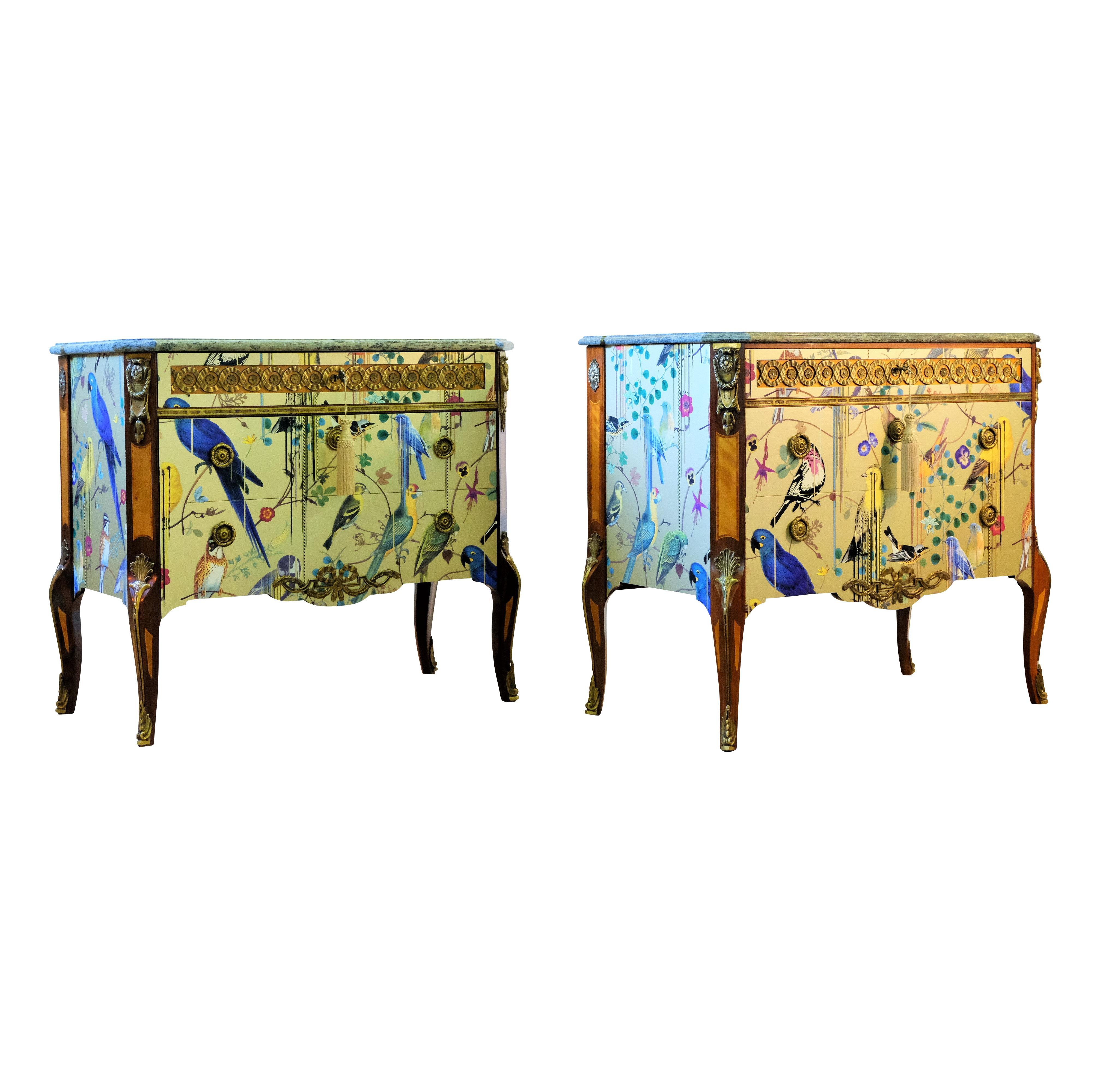 Louis XV Gustavian Haupt Chest with Three Drawers in a Gold Christian Lacroix Design