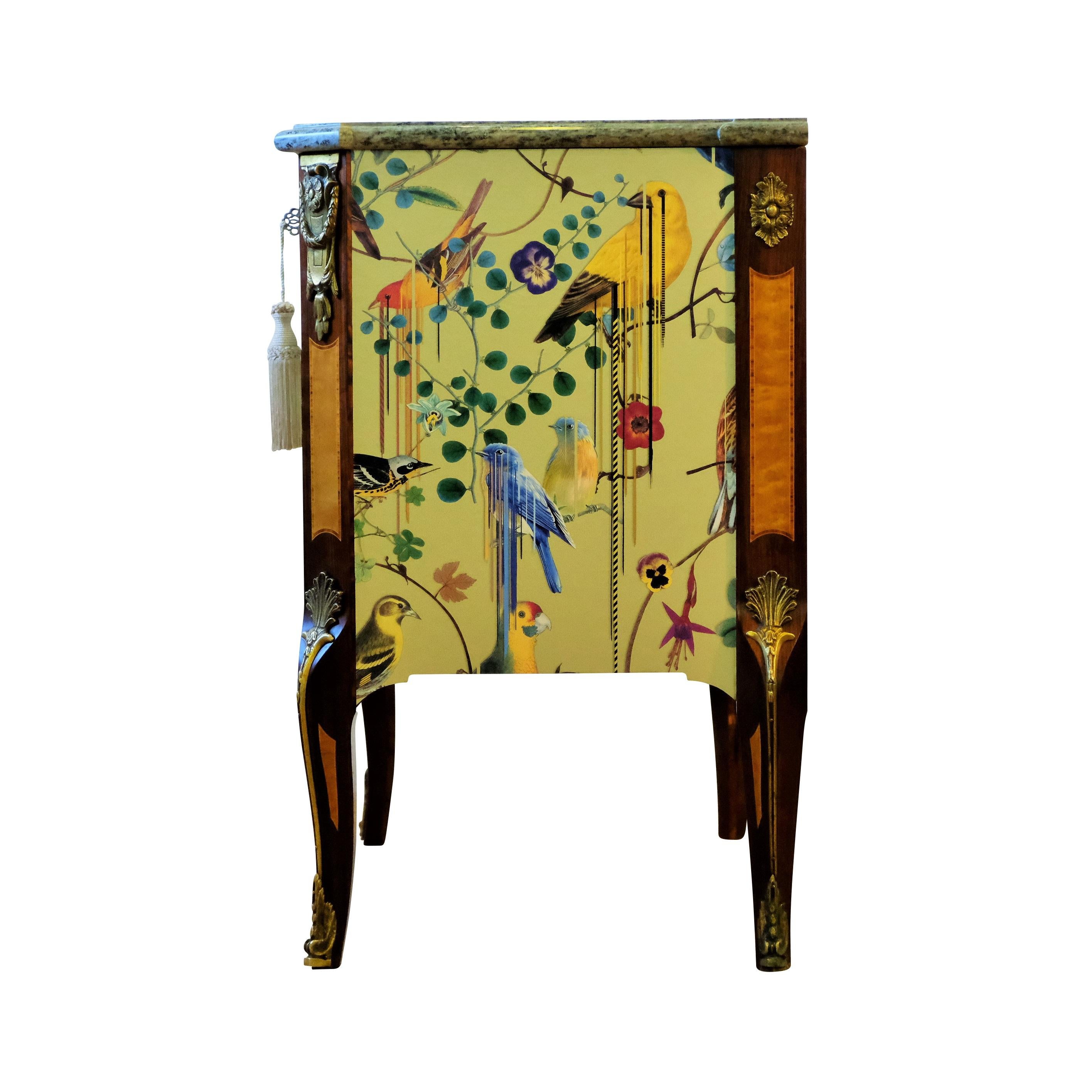 Mid-20th Century Gustavian Haupt Chest with Three Drawers in a Gold Christian Lacroix Design