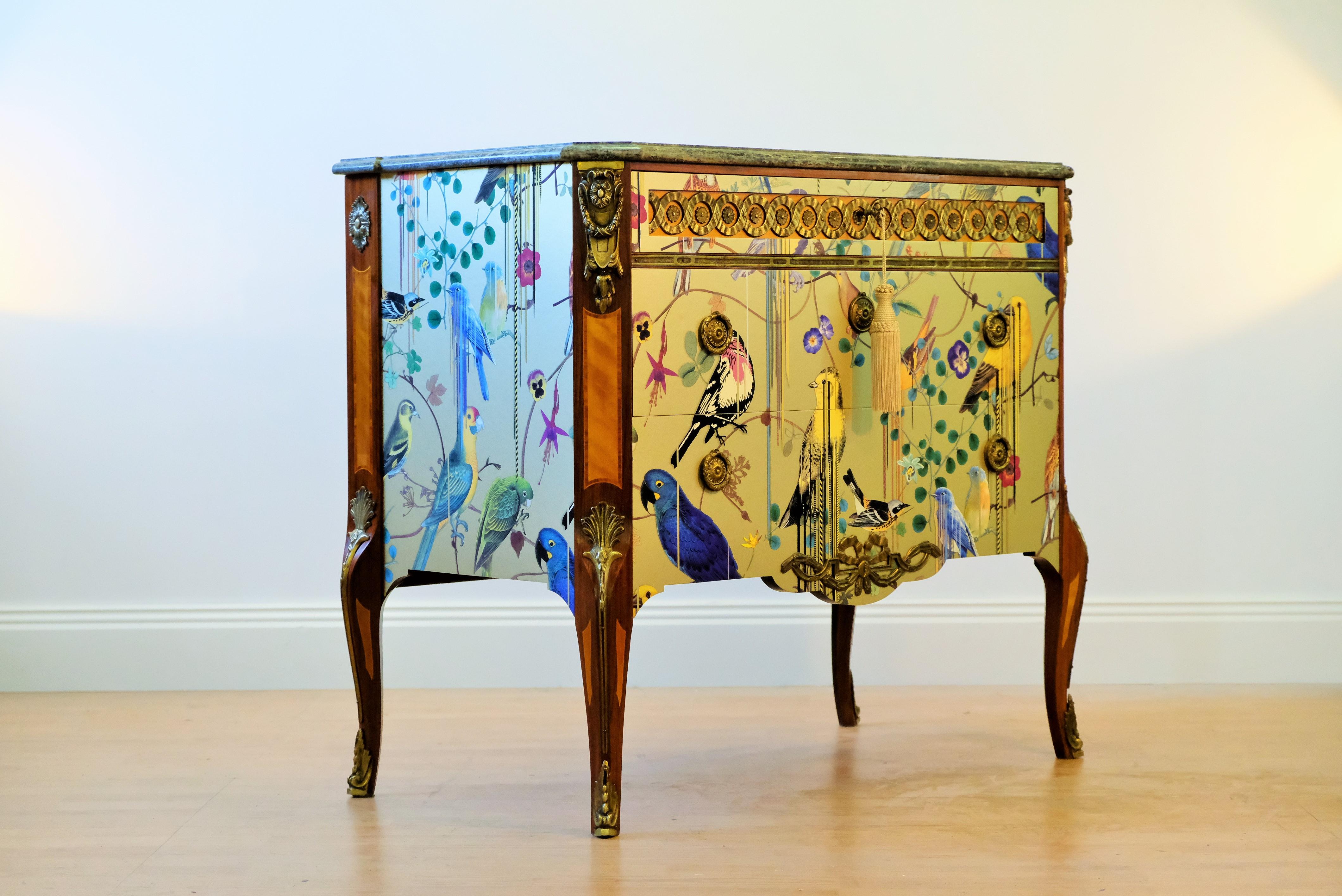 Gustavian Haupt Chest with Three Drawers in a Gold Christian Lacroix Design 2
