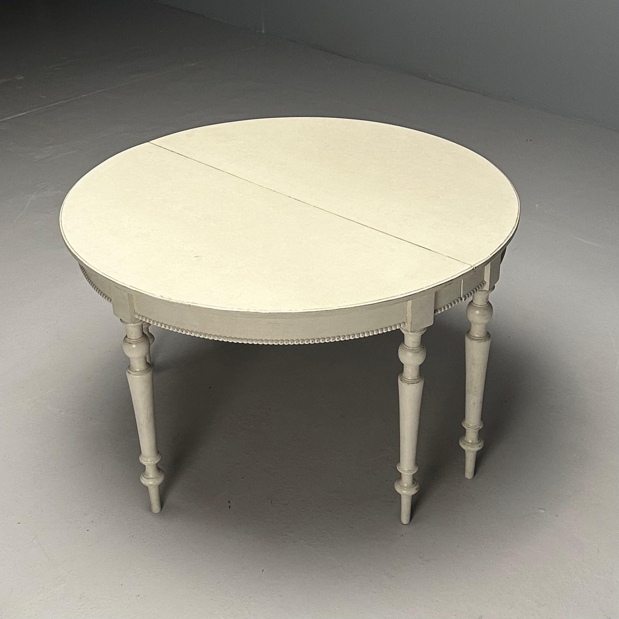 Gustavian, Large Swedish Dining Table, Gray Paint Distressed, Sweden, 1970s For Sale 1