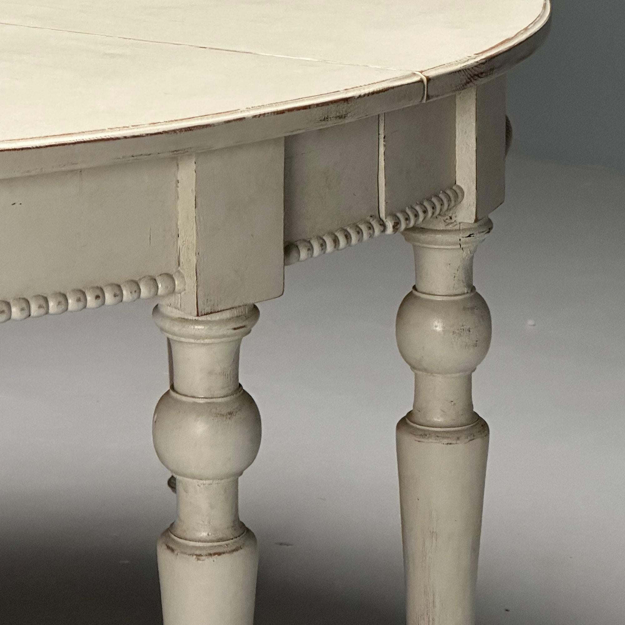 Gustavian, Large Swedish Dining Table, Gray Paint Distressed, Sweden, 1970s For Sale 3