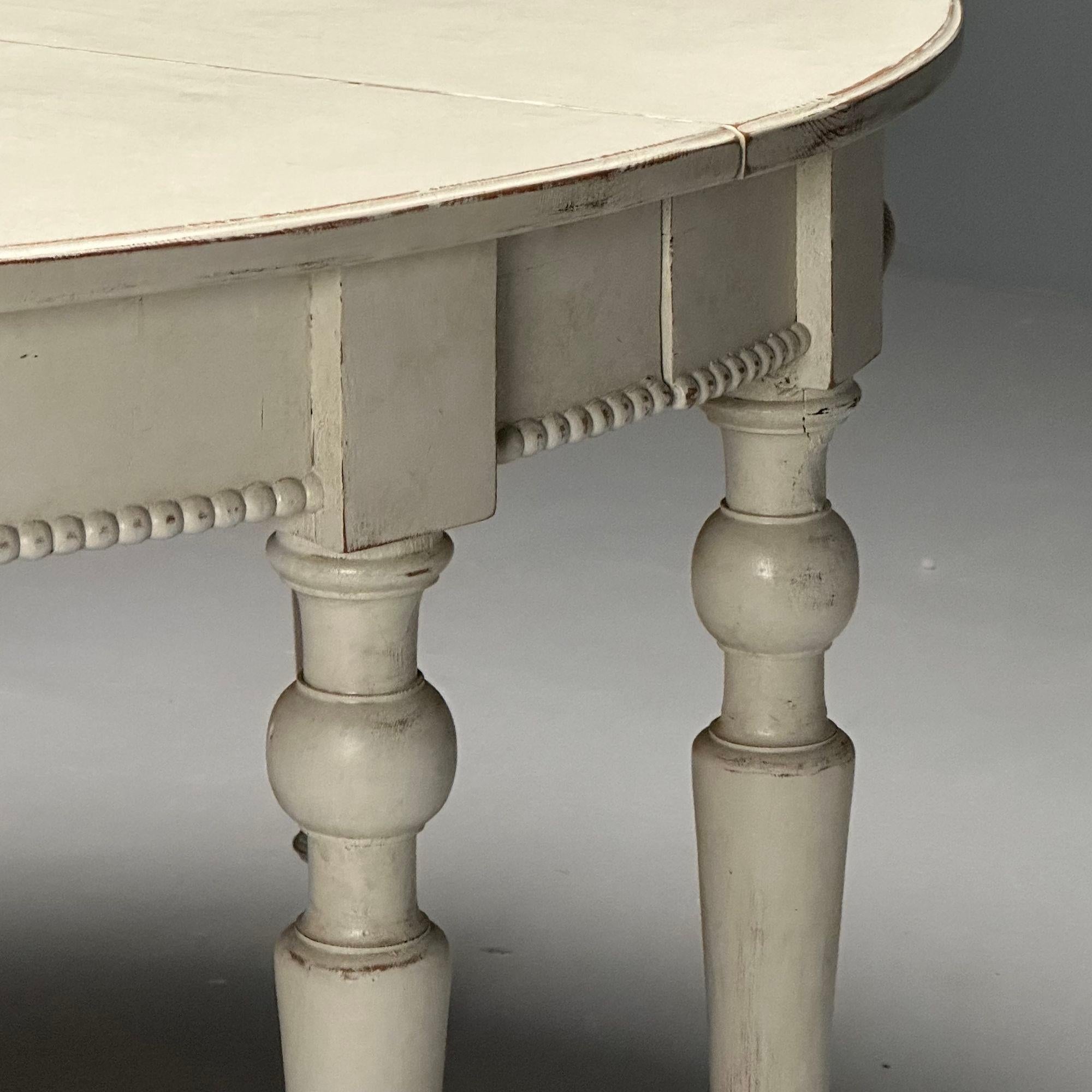 Gustavian, Large Swedish Dining Table, Gray Paint Distressed, Sweden, 1970s For Sale 2