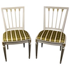 Gustavian Leksand Swedish Dining Chairs Pair in Gilt 20th Century