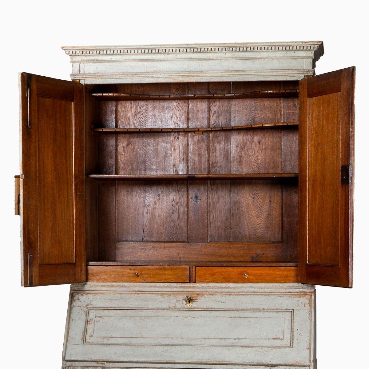 Gustavianische hellgrau bemalte Kommode / Sekretär 1780 - 80 im Angebot 6