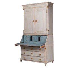 Gustavian Light Gray Painted Bureau / Secretary 1780 - 80