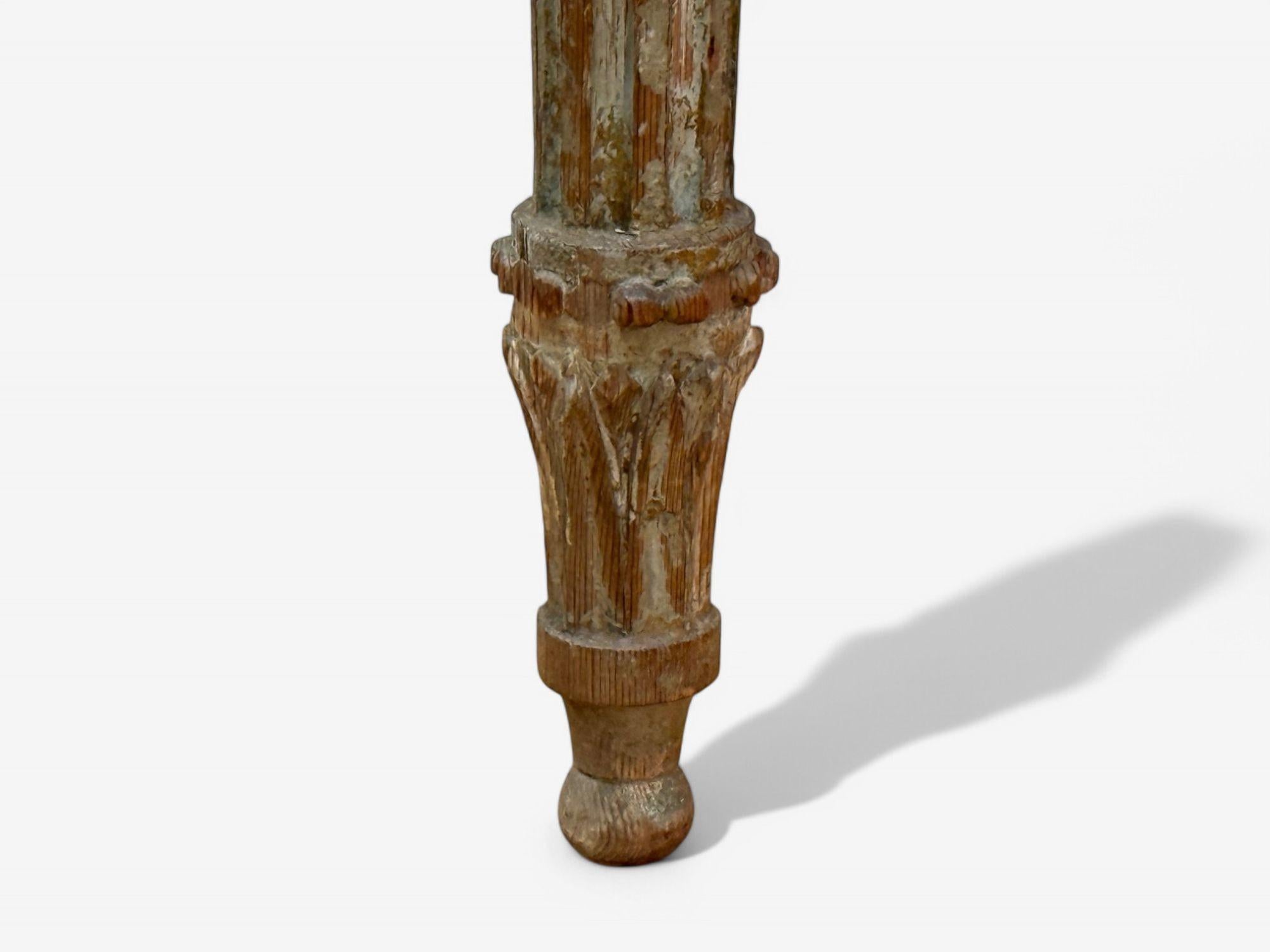 Gustavian, Louis XI, Painted Wood, Marble, Demilune Console Table, France, 1780 For Sale 6