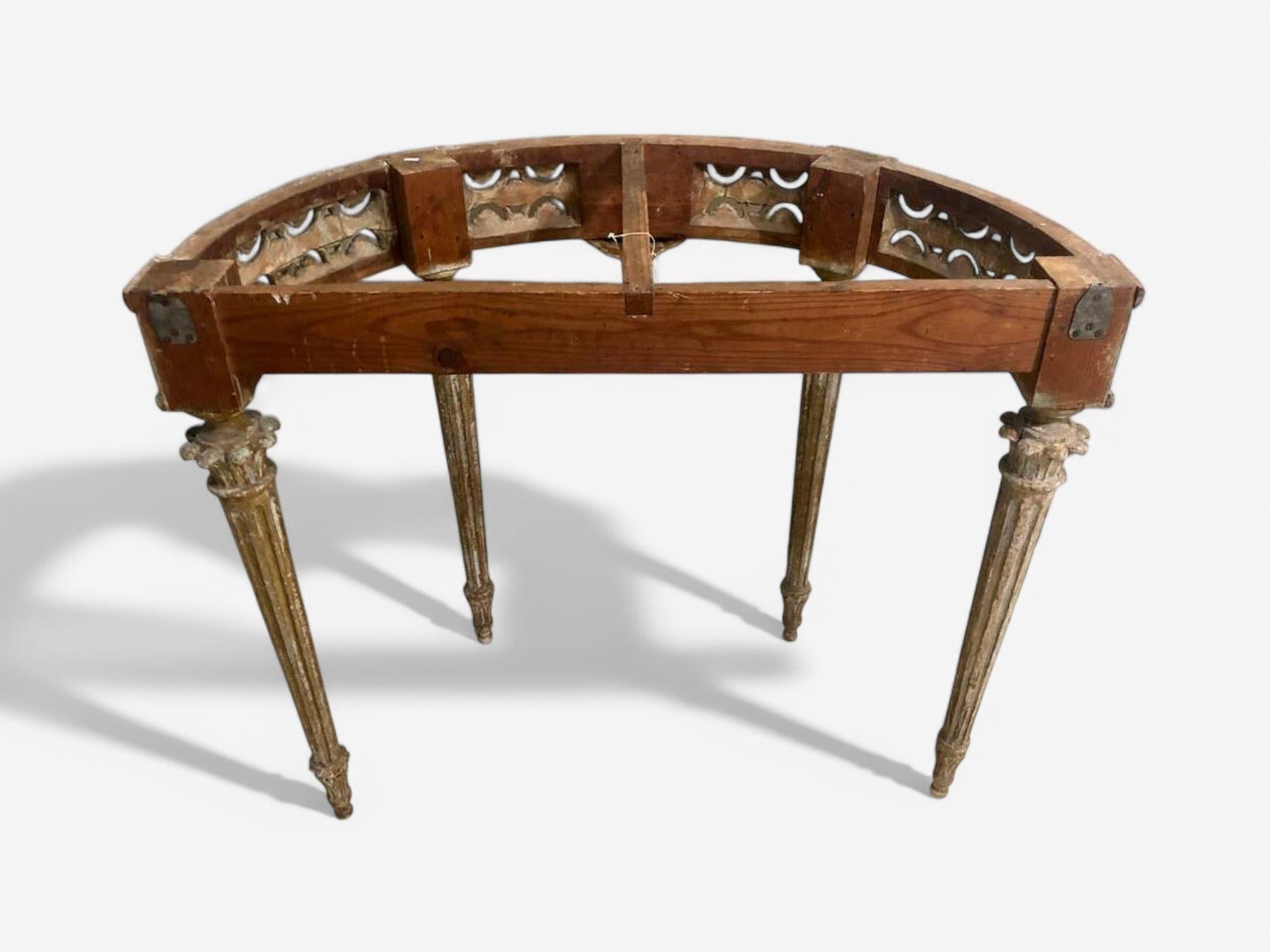 Gustavian, Louis XI, Painted Wood, Marble, Demilune Console Table, France, 1780 For Sale 7
