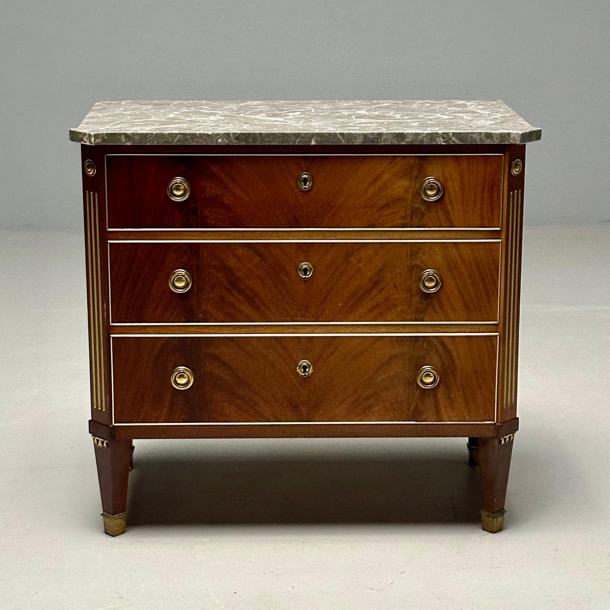 Gustaviano Commode Gustavo, stile Luigi XVI, marmo, ottone, Svezia, anni '60 in vendita