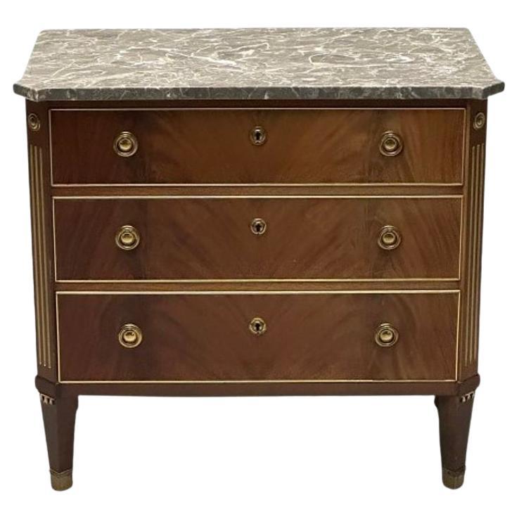 Gustavian, Louis XVI Style, Commode, Marble, Brass, Sweden, 1960s For Sale