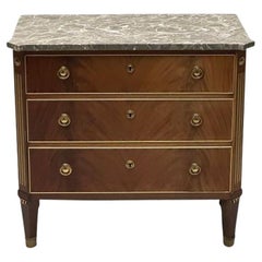 Vintage Gustavian, Louis XVI Style, Commode, Marble, Brass, Sweden, 1960s