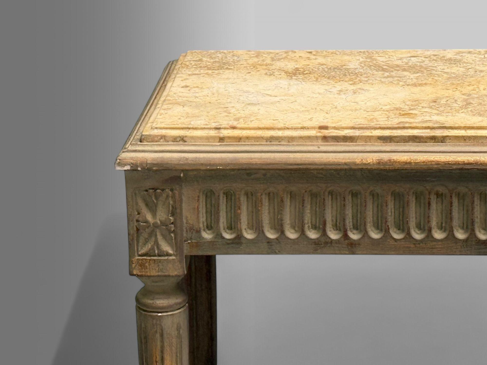 Marbre Consoles de style Louis XVI, bois gris vieilli, marbre, France en vente