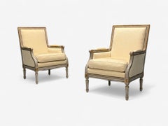 Maison Jansen, Swedish Louis XVI Style, Wood, Fabric, Lounge Chairs, 1940s