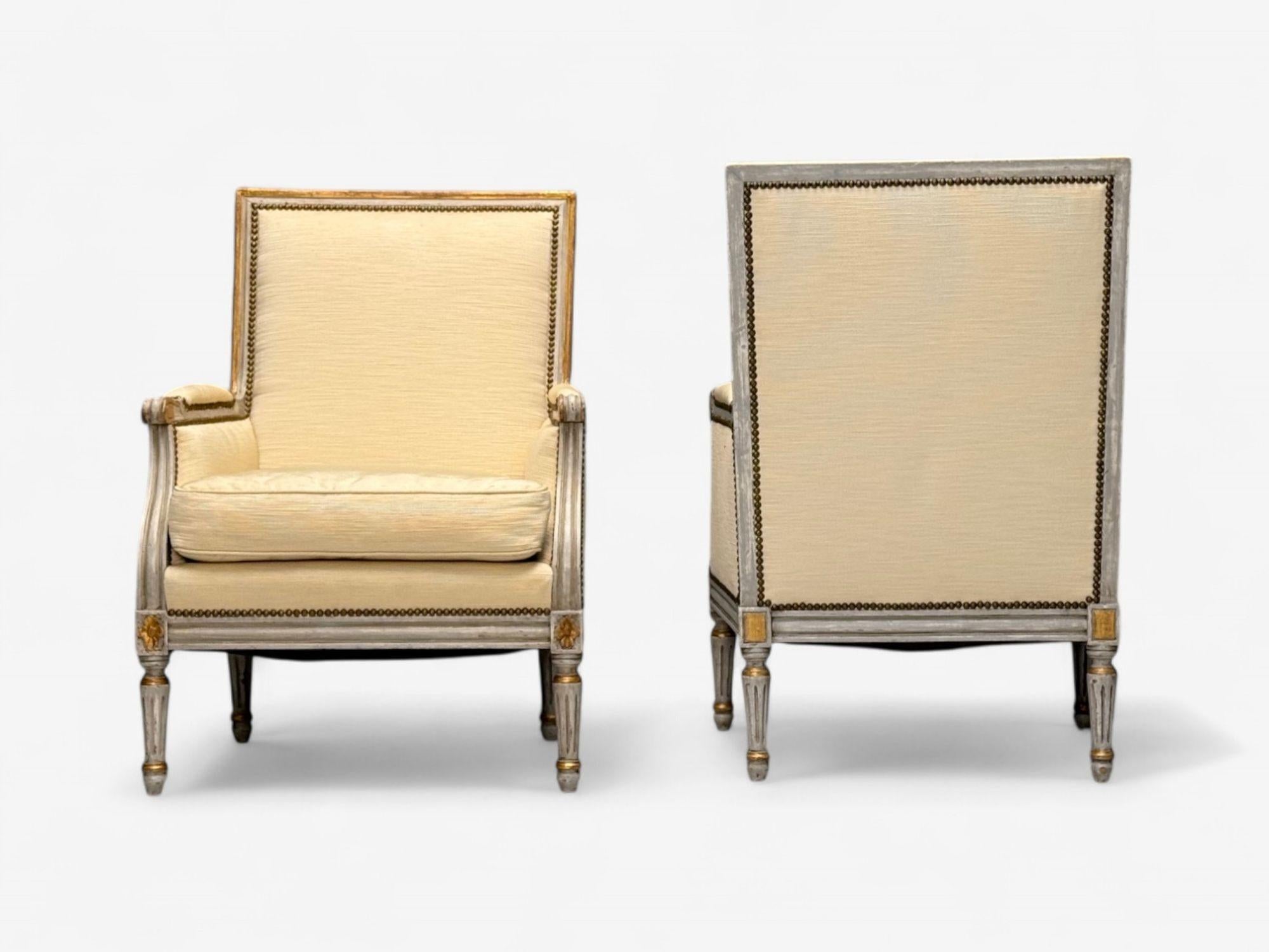 Maison Jansen, Estilo Luis XVI sueco, Madera, Tela, Sillas de salón, Década de 1940 mediados del siglo XX en venta