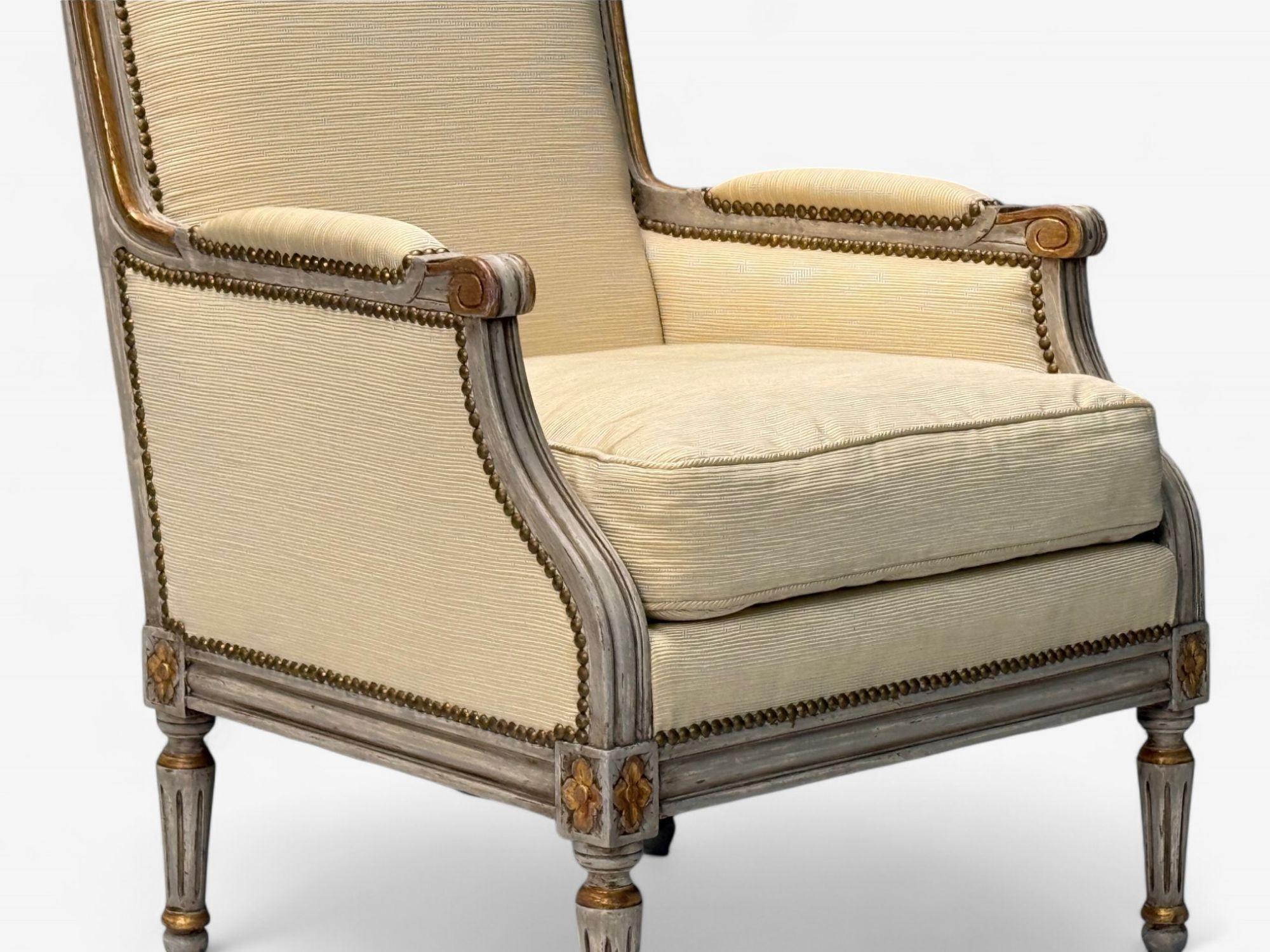 Maison Jansen, Estilo Luis XVI sueco, Madera, Tela, Sillas de salón, Década de 1940 en venta 1