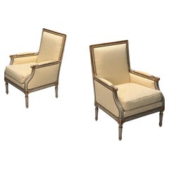 Maison Jansen, Swedish Louis XVI Style, Wood, Fabric, Lounge Chairs, 1940s