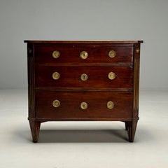 Commode suédoise de style Louis XVI, acajou, laiton, Suède, vers 1800