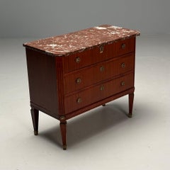 Gustavian, Louis XVI Style, Swedish Commode, Mahogany, Marble, Sweden, 1950s