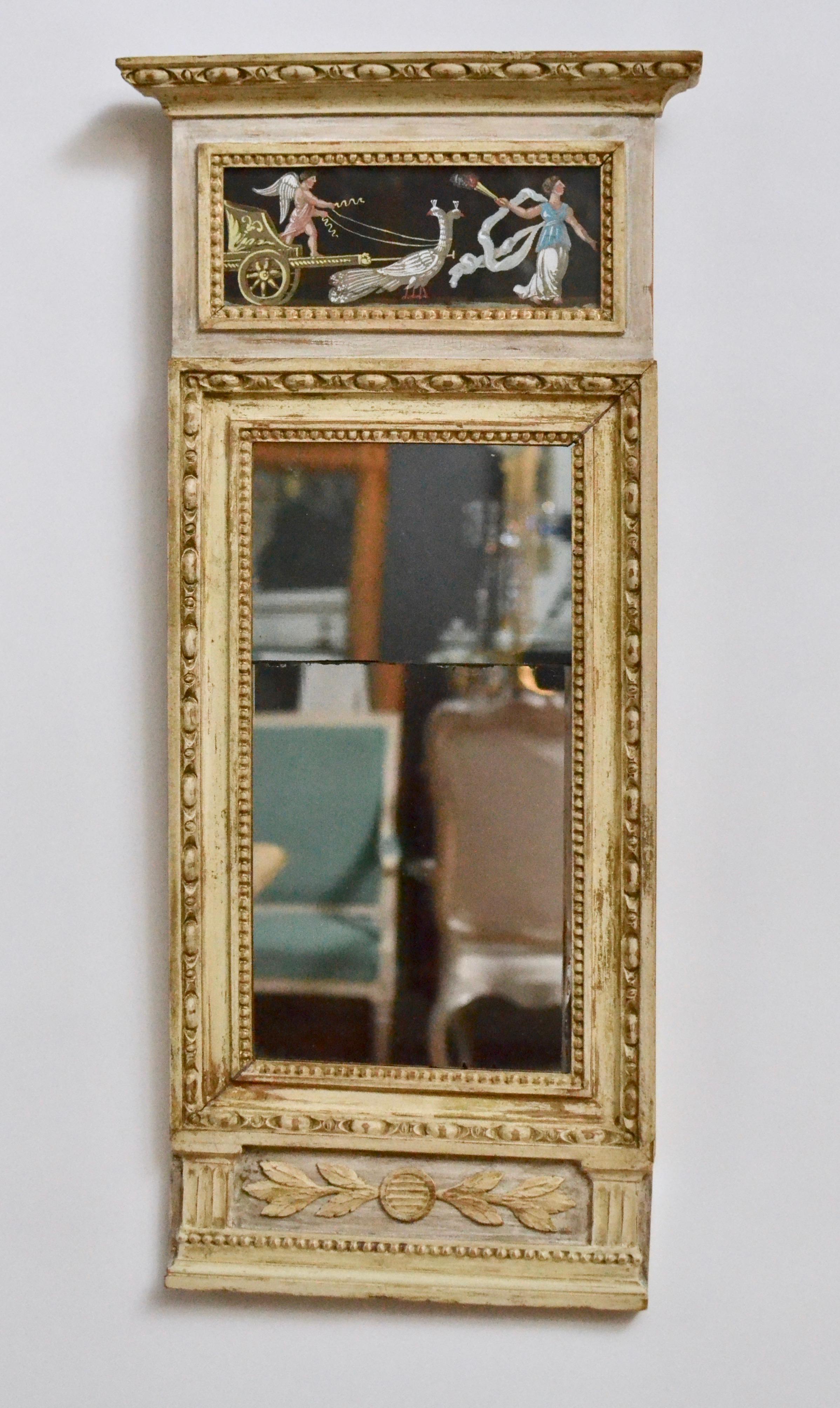 Gilt Gustavian Mirror with Gouaches, circa 1800