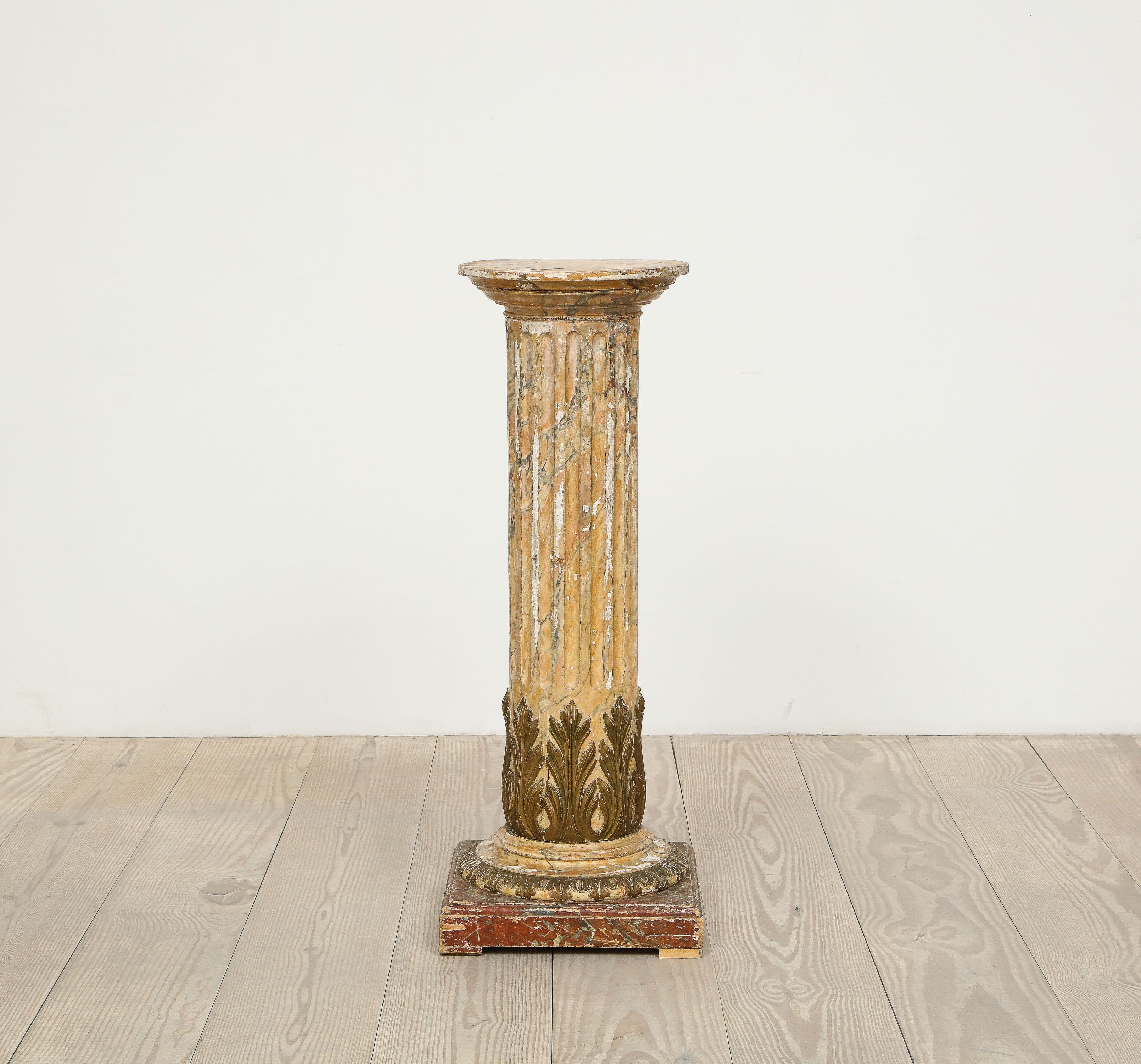 Gustavian, neoclassical 18th century pedestal, origin; Stockholm, Sweden, circa 1780 - 1795, with exceptionally painted, all original faux-marble finishes

Provenance: Private Collection, Stockholm, Sweden; thence by descent