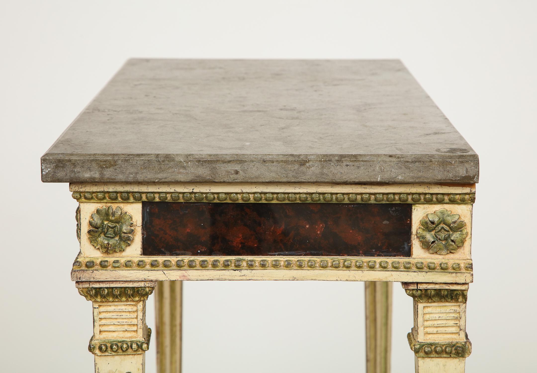 Gustavian Neoclassical Console with Stone Top, Origin: Sweden, Circa 1780 5