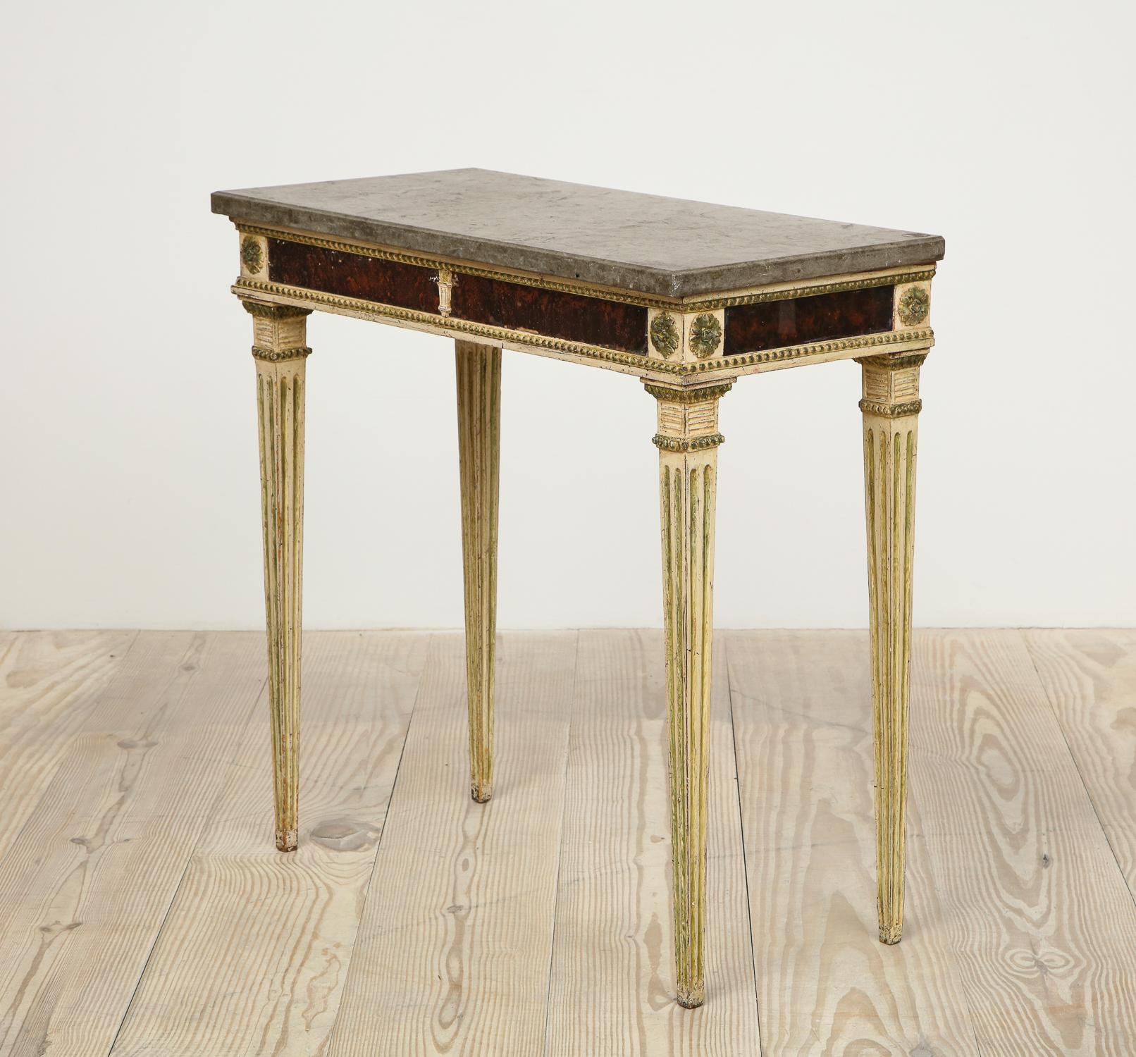 Gustavian Neoclassical Console with Stone Top, Origin: Sweden, Circa 1780 In Excellent Condition In New York, NY