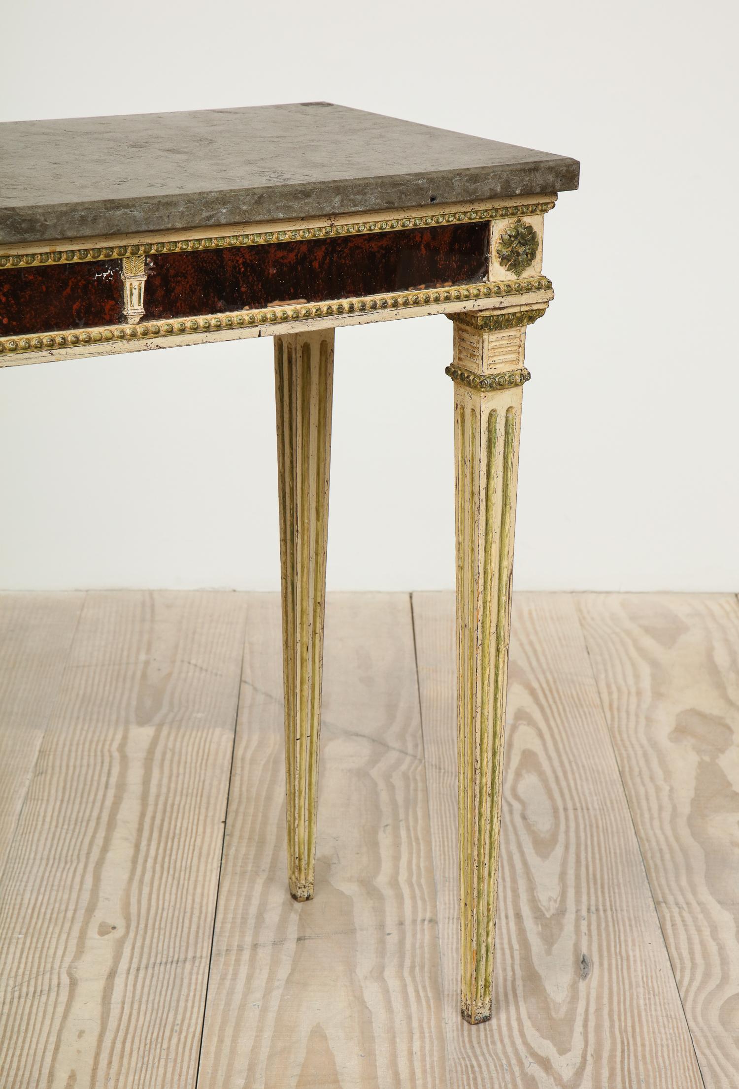 18th Century and Earlier Gustavian Neoclassical Console with Stone Top, Origin: Sweden, Circa 1780