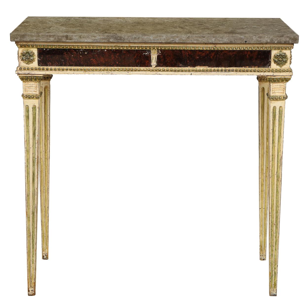 Gustavian Neoclassical Console with Stone Top, Origin: Sweden, Circa 1780