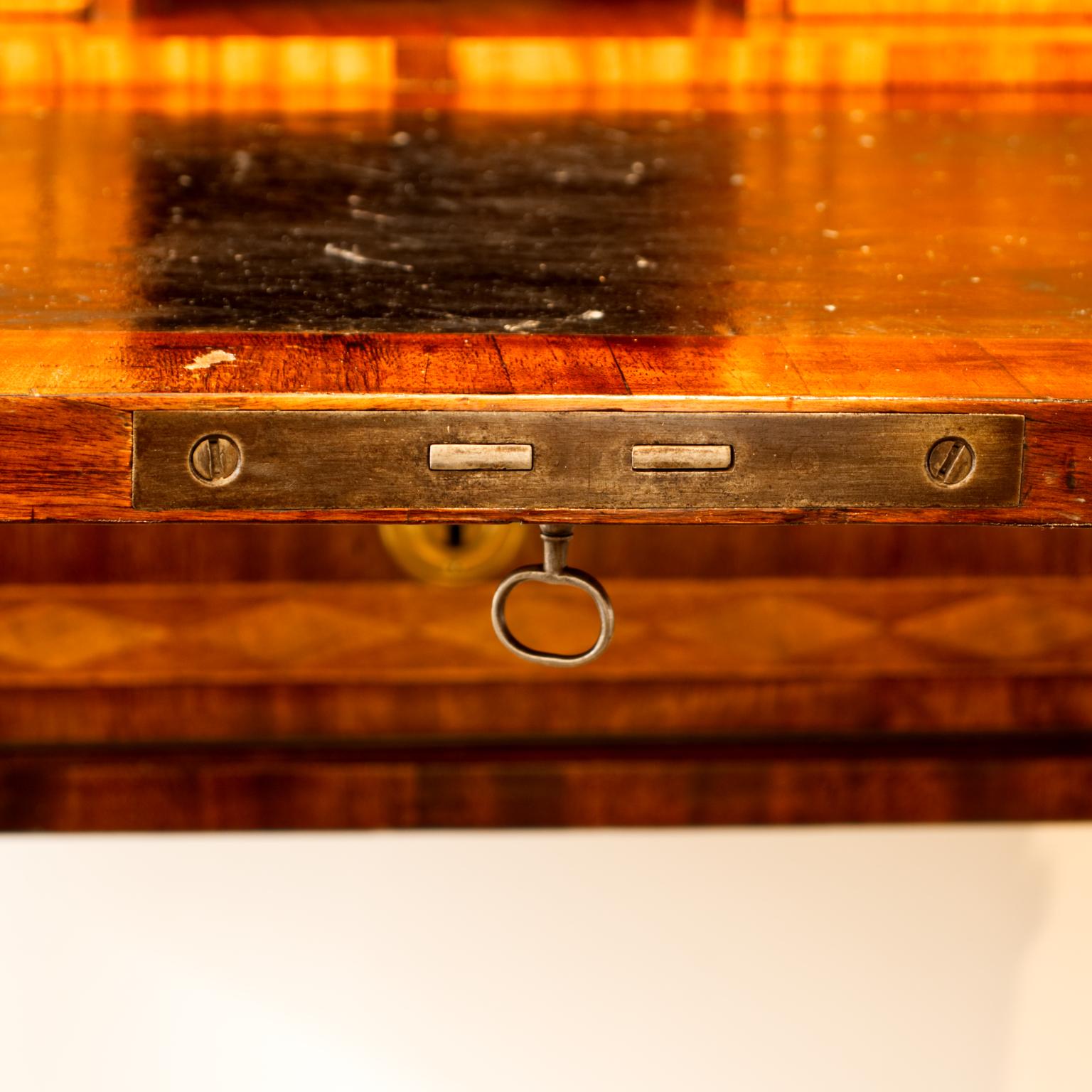 Gustavian Neoclassical Mahogany Writing Chest / Bureau on High Stand, 1800s In Good Condition For Sale In Lucenec, SK