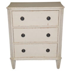 Gustavian or Swedish Creme Painted Distressed Nightstand End Table Circa 1920s
