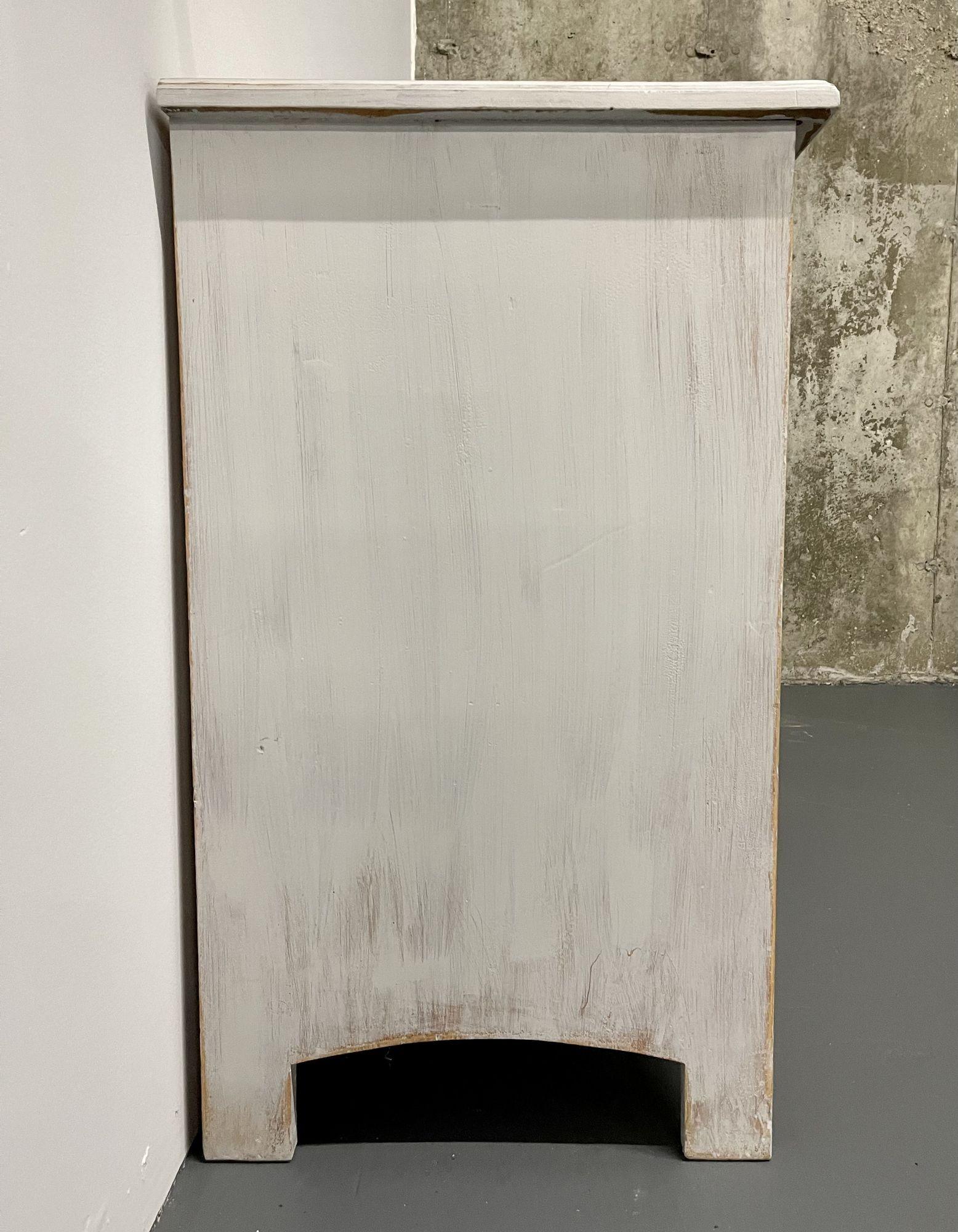 Gustavian Paint Distressed Swedish Chest / Dresser, Brass, Sweden 3