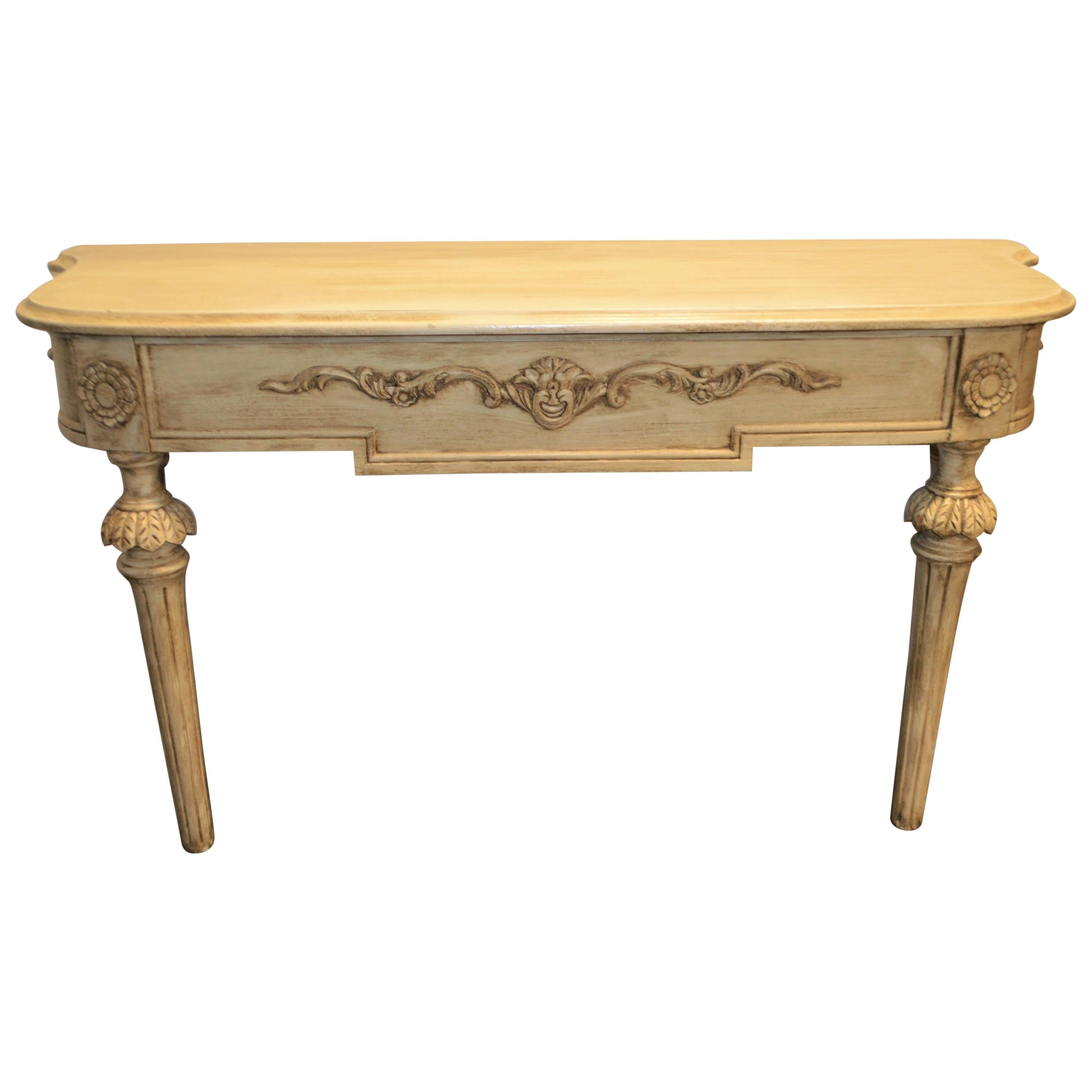 Gustavian Painted Console or Sofa Table with Carved Details For Sale