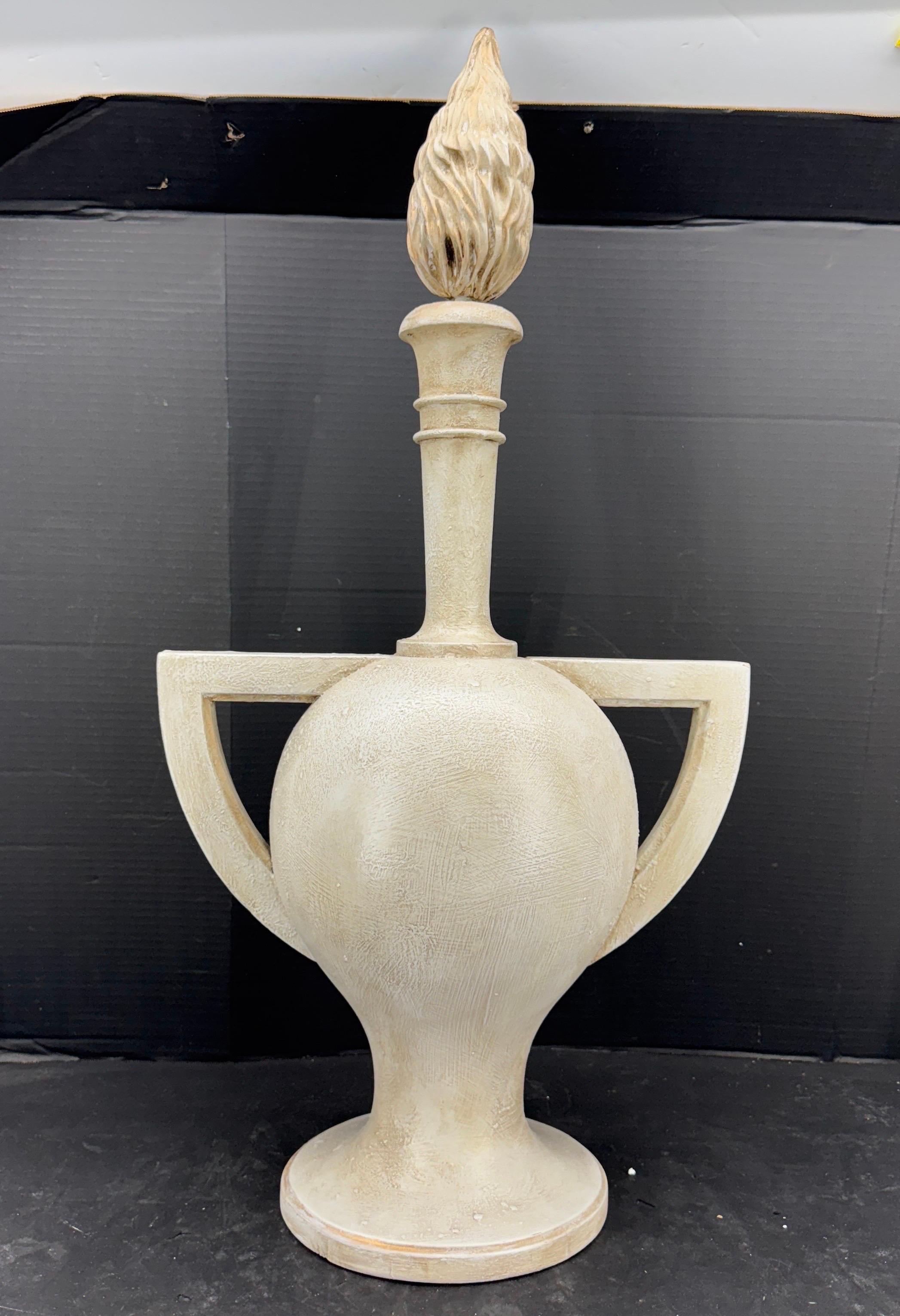 Gustavian Painted Flambeau Flame Urn Sculpture with Finial im Angebot 10