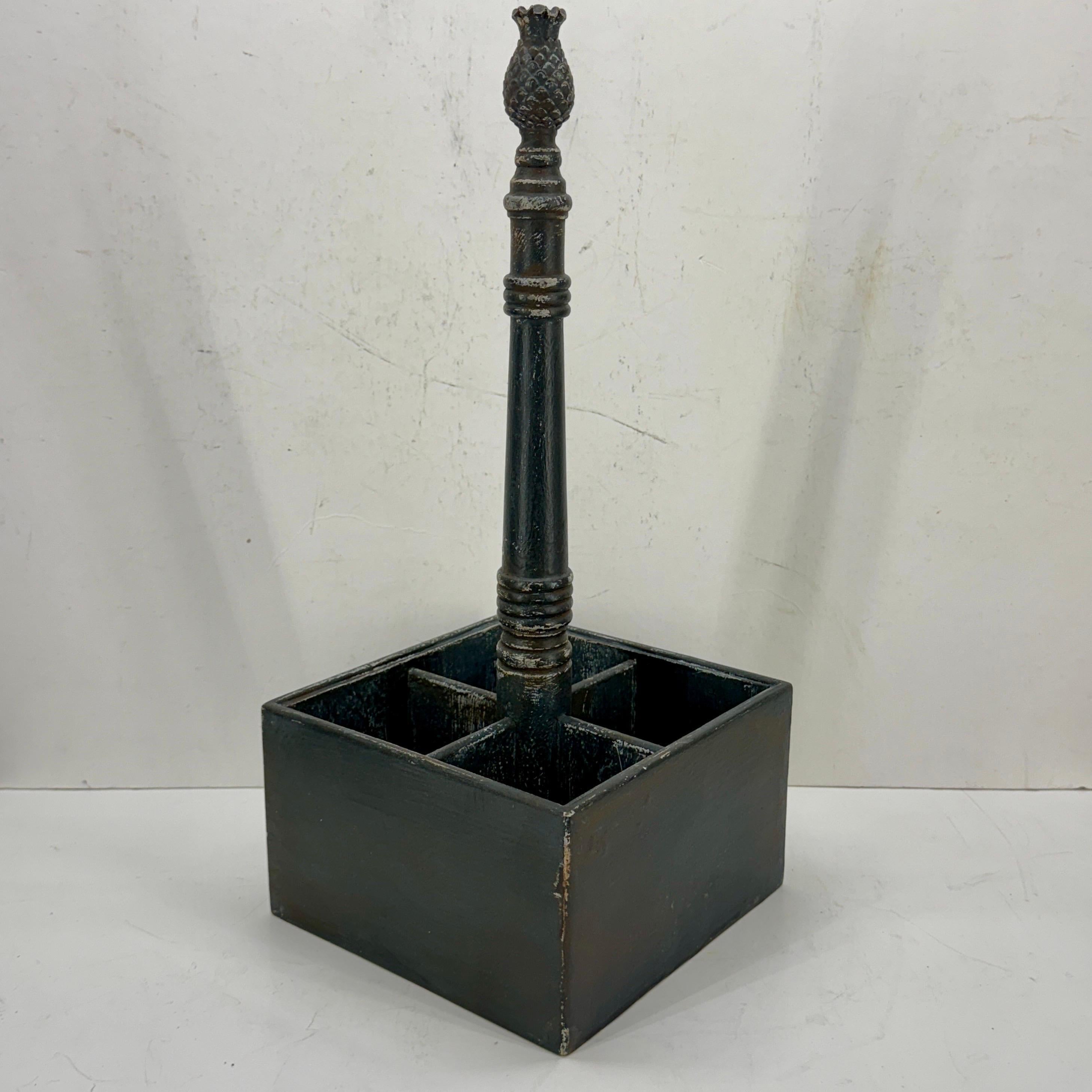 Swedish Gustavian Painted Wood Butlers Wine Cutlery Flatware Caddy For Sale