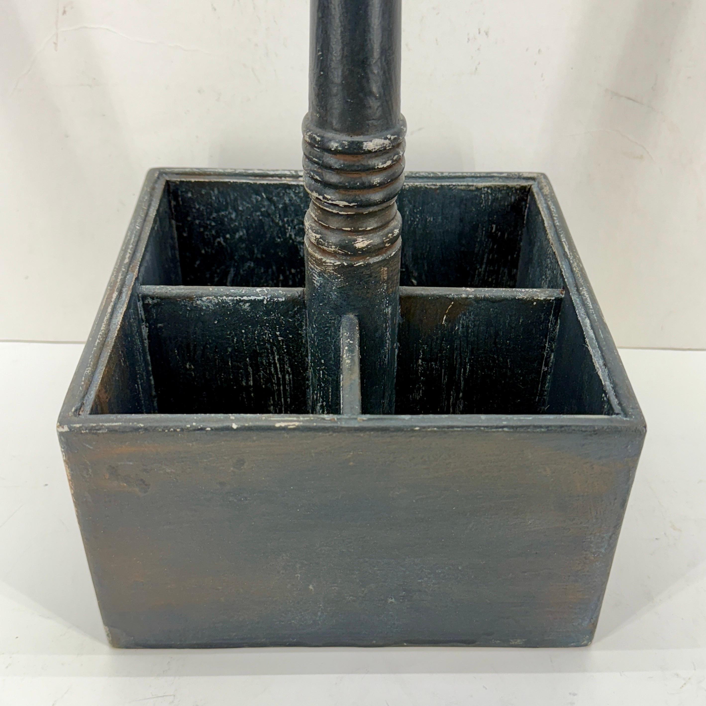 20th Century Gustavian Painted Wood Butlers Wine Cutlery Flatware Caddy For Sale