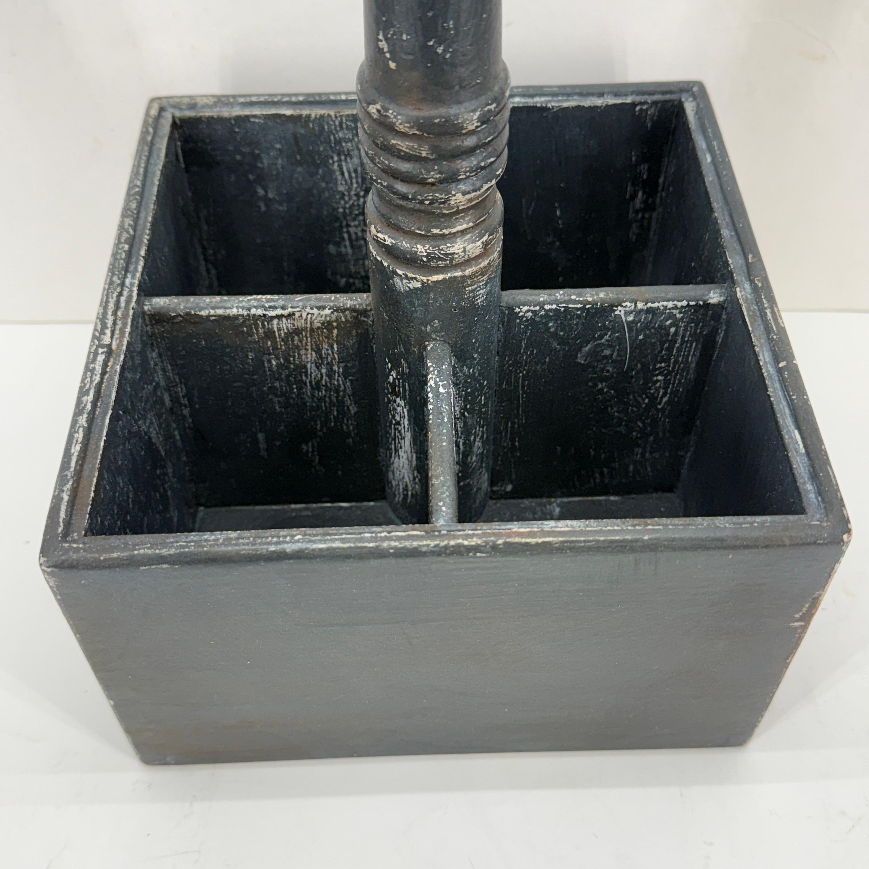 Gustavian Painted Wood Butlers Wine Cutlery Flatware Caddy For Sale 3