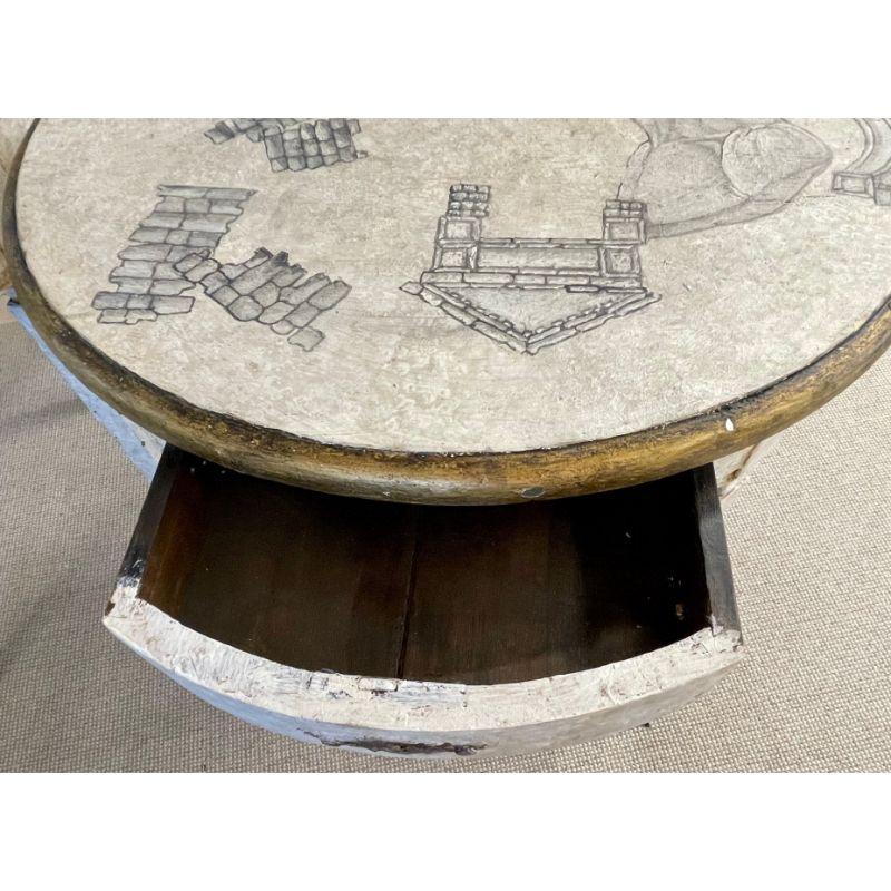 Gustavian Pair of End, Side Tables, Swedish Paint Decorated, Fornasetti Style For Sale 6