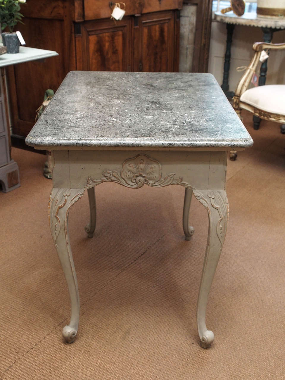 Gustavian Period Table with Faux Marble-Top, 18th Century For Sale 1