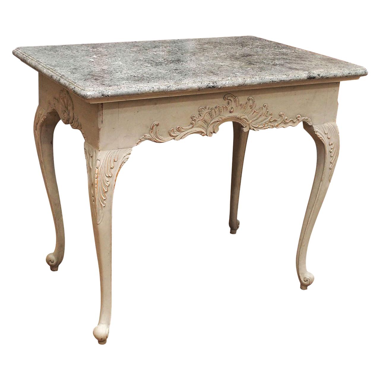 Gustavian Period Table with Faux Marble-Top, 18th Century