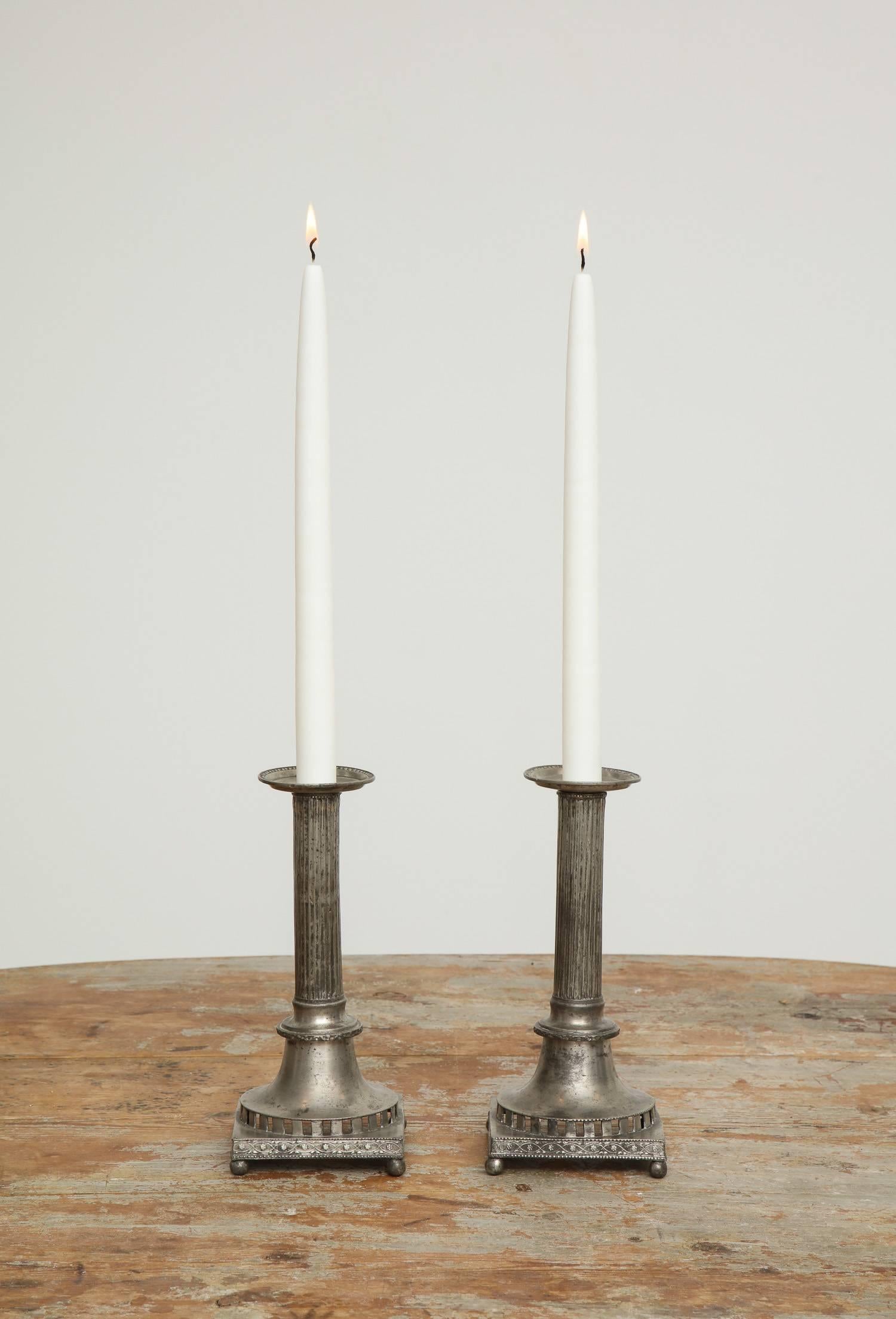 Gustavian Pewter Candlesticks, Pair, Swedish, circa 1800 3