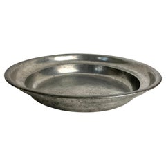 Antique Gustavian Pewter Deep Dish Serving Platter, Late 1700s Sweden with Signature