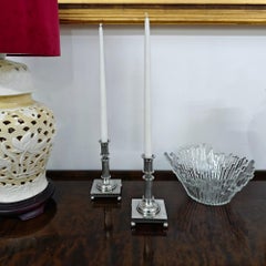 Gustavian Pewter Pair of Candlesticks by Skandia Tenn, Sweden, 1984