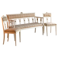 Gustavian Salon Suite Sofa and Two Chairs Sweden, circa 1930