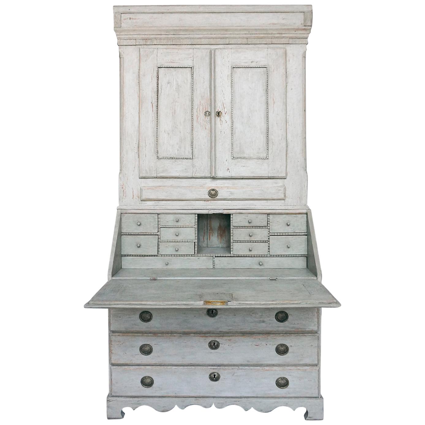 Gustavian Secretary with Carved Detail