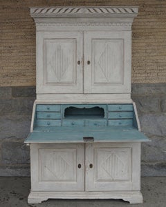 Gustavian Secretary with Pierced Cornice